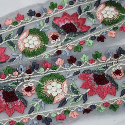 Floral Embroidered Net Lace