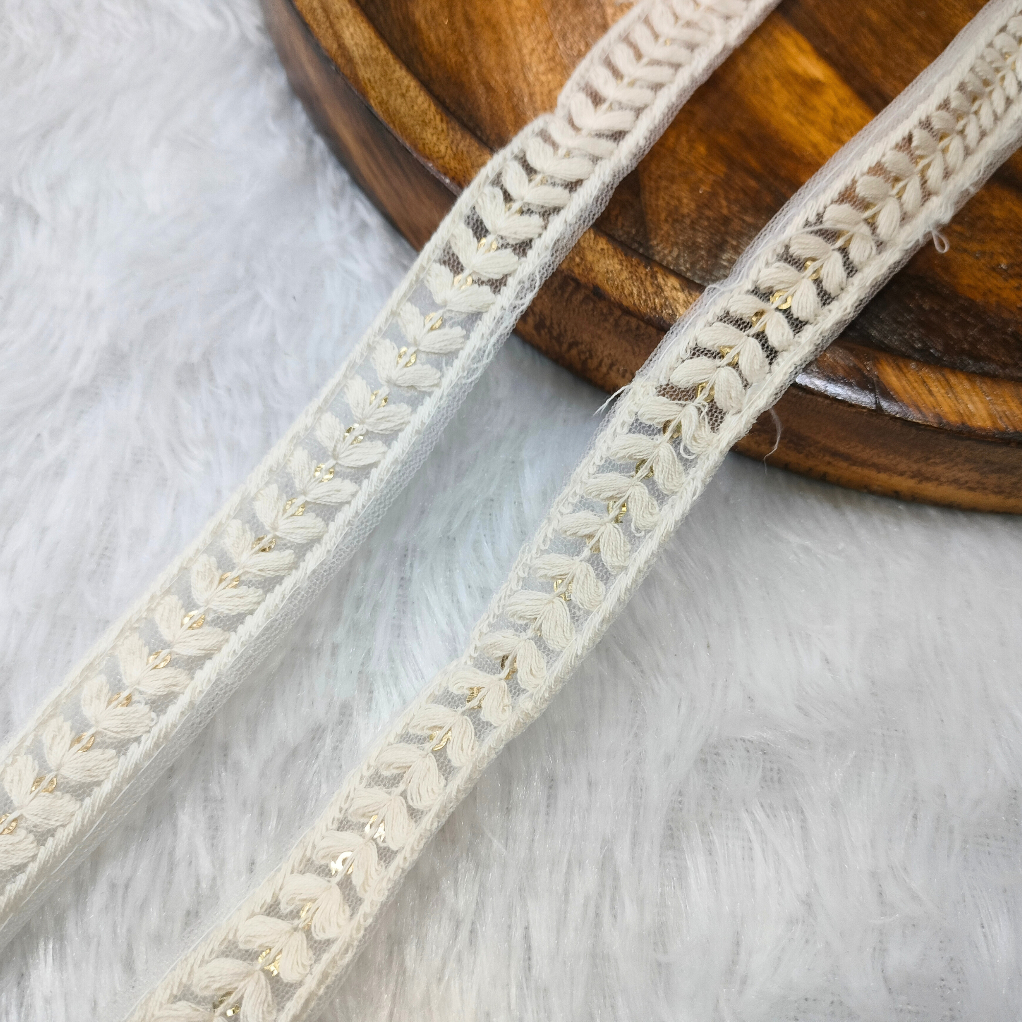 White Embellished Trim
