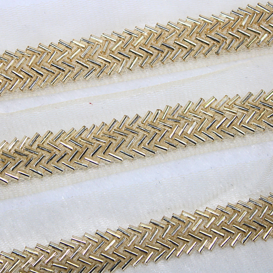 Light Gold Cutdana Embellished Trim