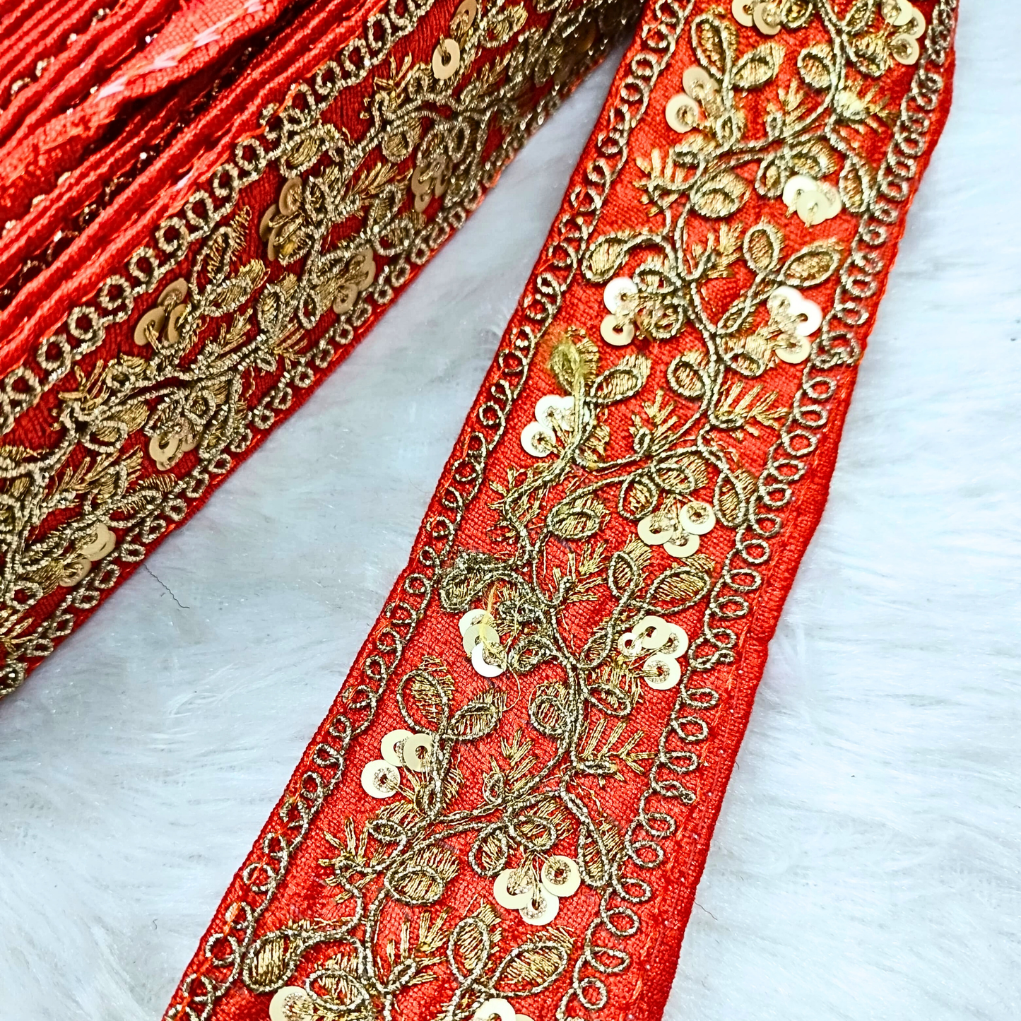 Orange Fancy Zari Embellished Trim