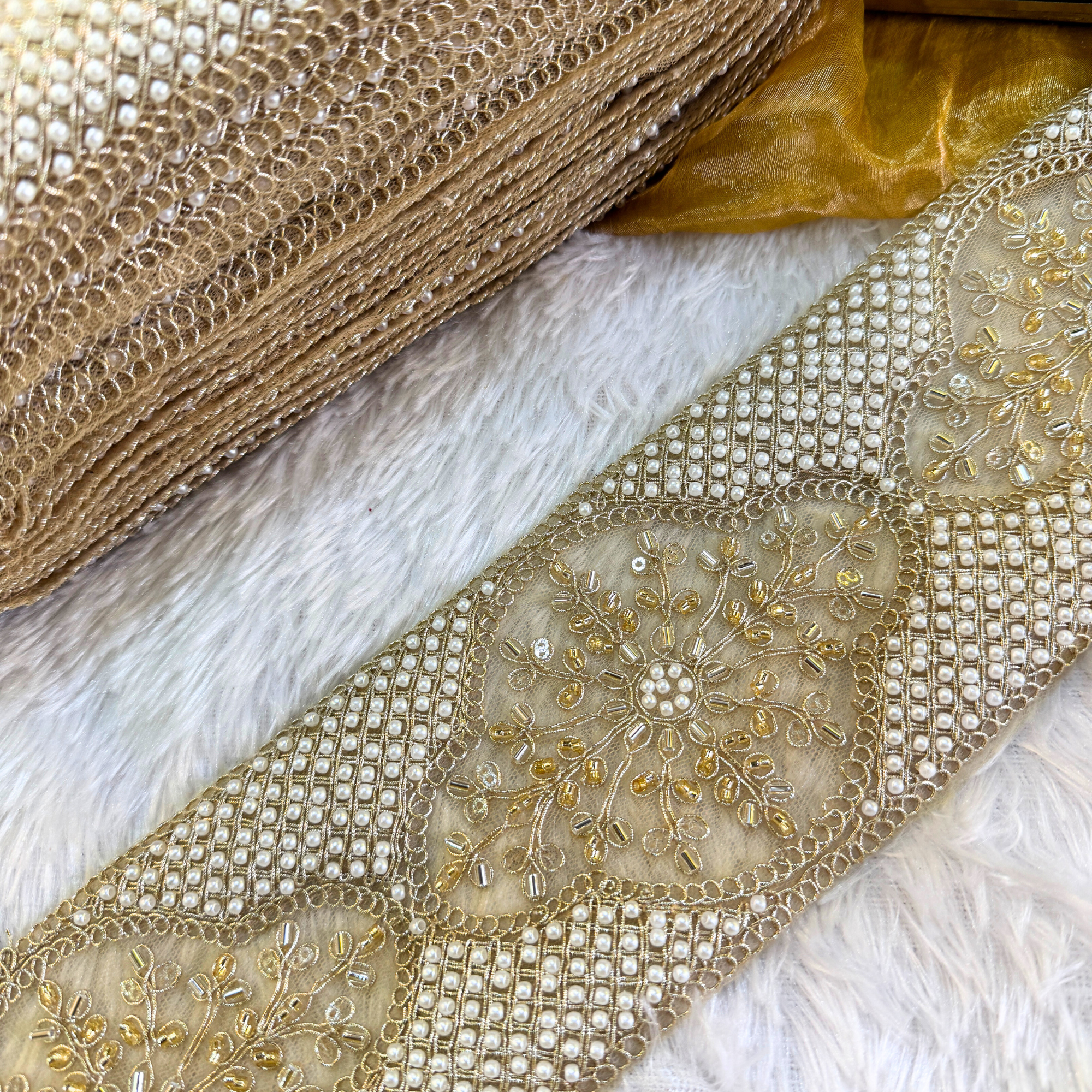 Luxury Pearl Embellished Designer Trim