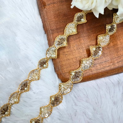 Antique Gold Fancy Embellished Zardozi Handwork Lace