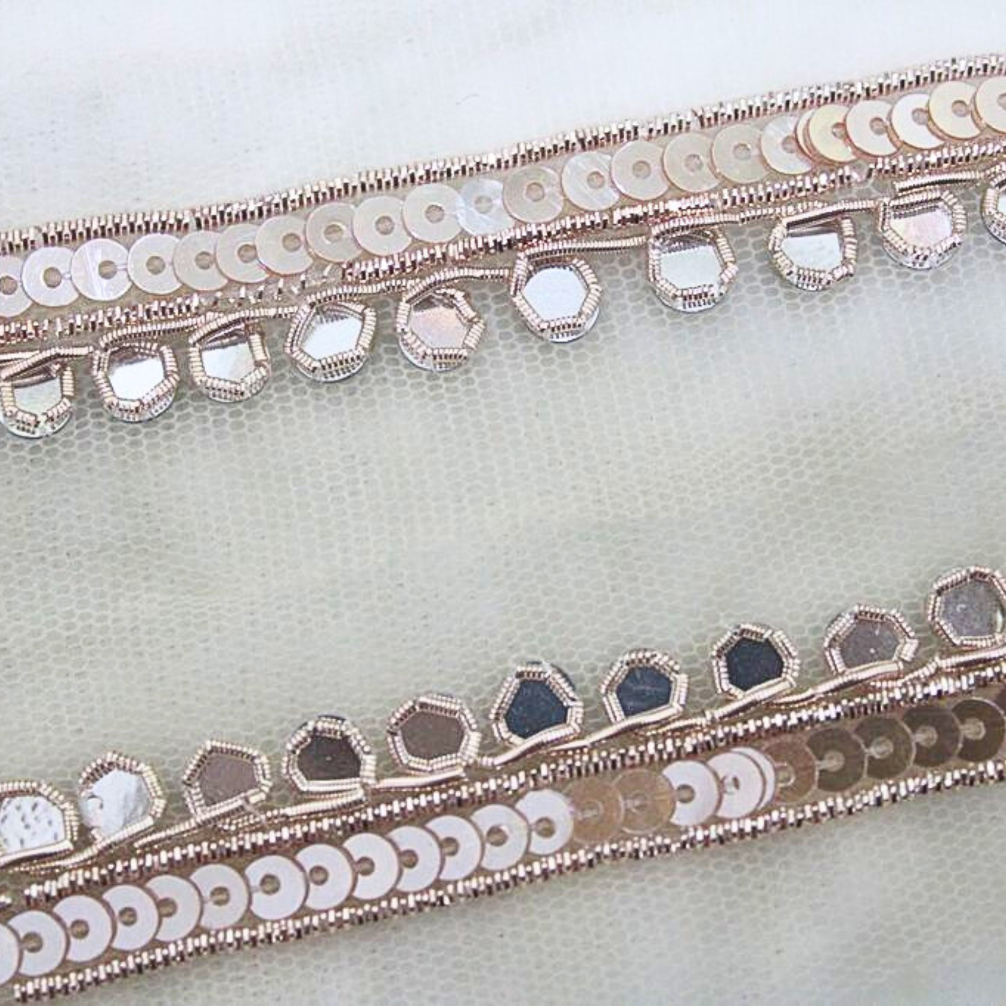 Rose Gold Mirror And Sequin Trim