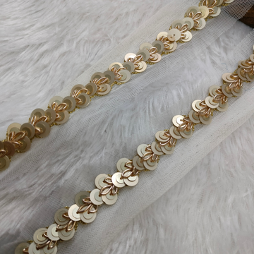Light Gold Shimmer Embroidered Handwork Lace