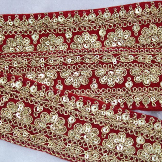 Red Fancy Embellished Trim