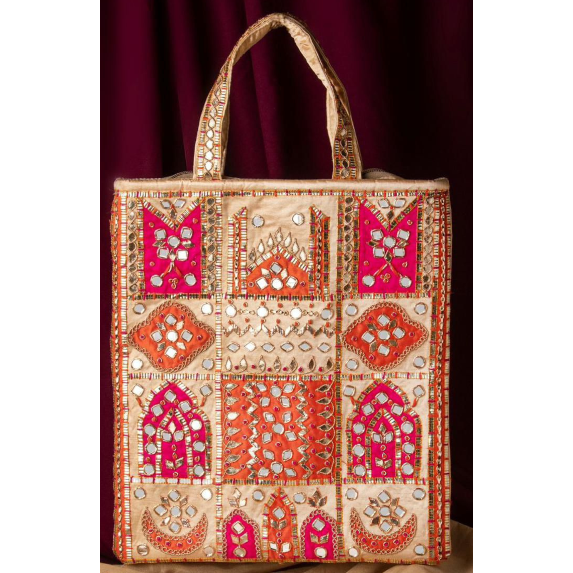 Minimalist Ivory Mirror Work Tote Bag