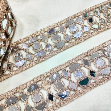 Geometric Mirror Work Embroidered Designer Lace