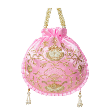 Pink Pearl Blossom Potli Bag