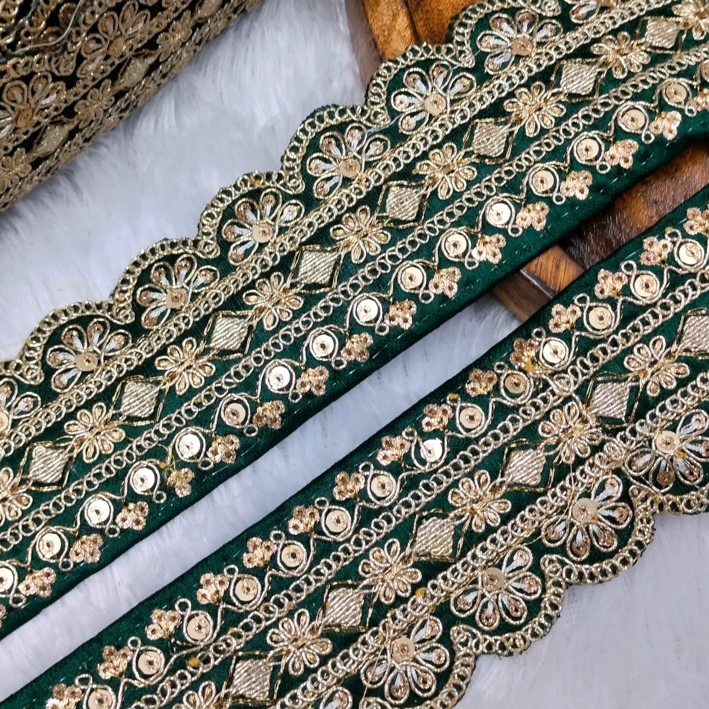 Dark Green Fancy Embellished Trim