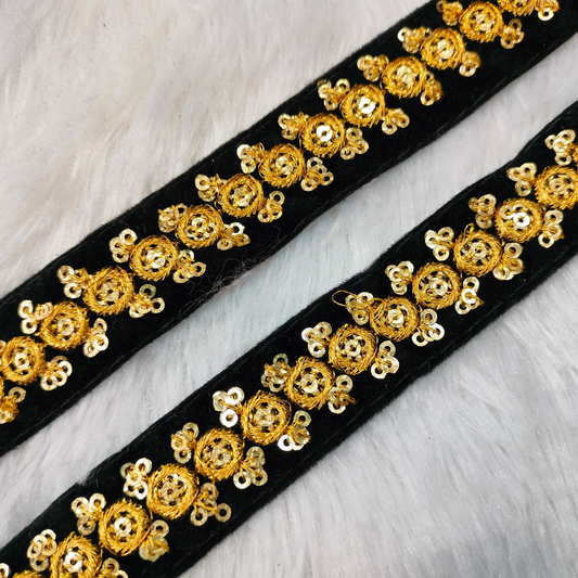 Vibrant Black Zari Work Trim