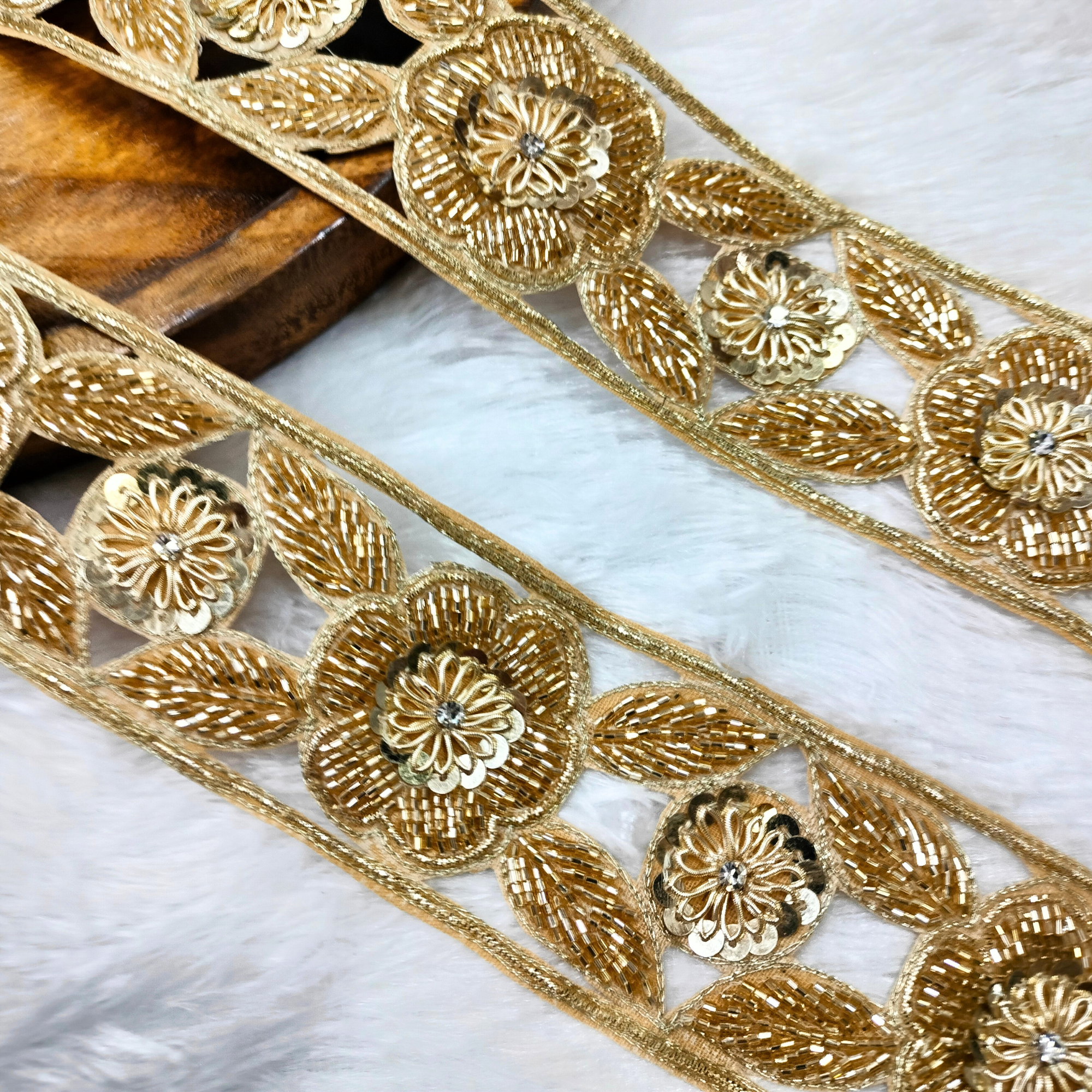 Golden Handcrafted Zardozi Trim