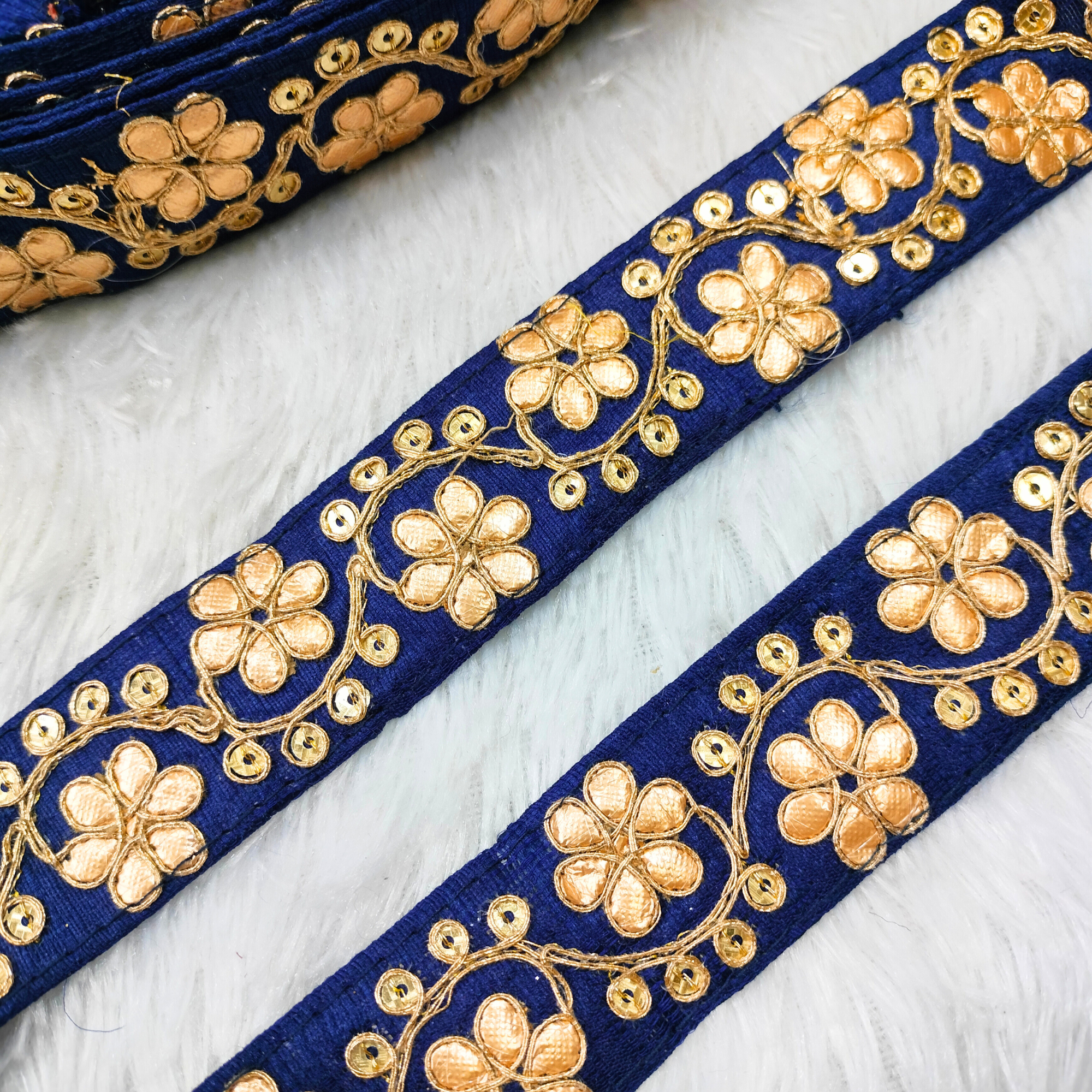 Blue Floral Gota Work Trim