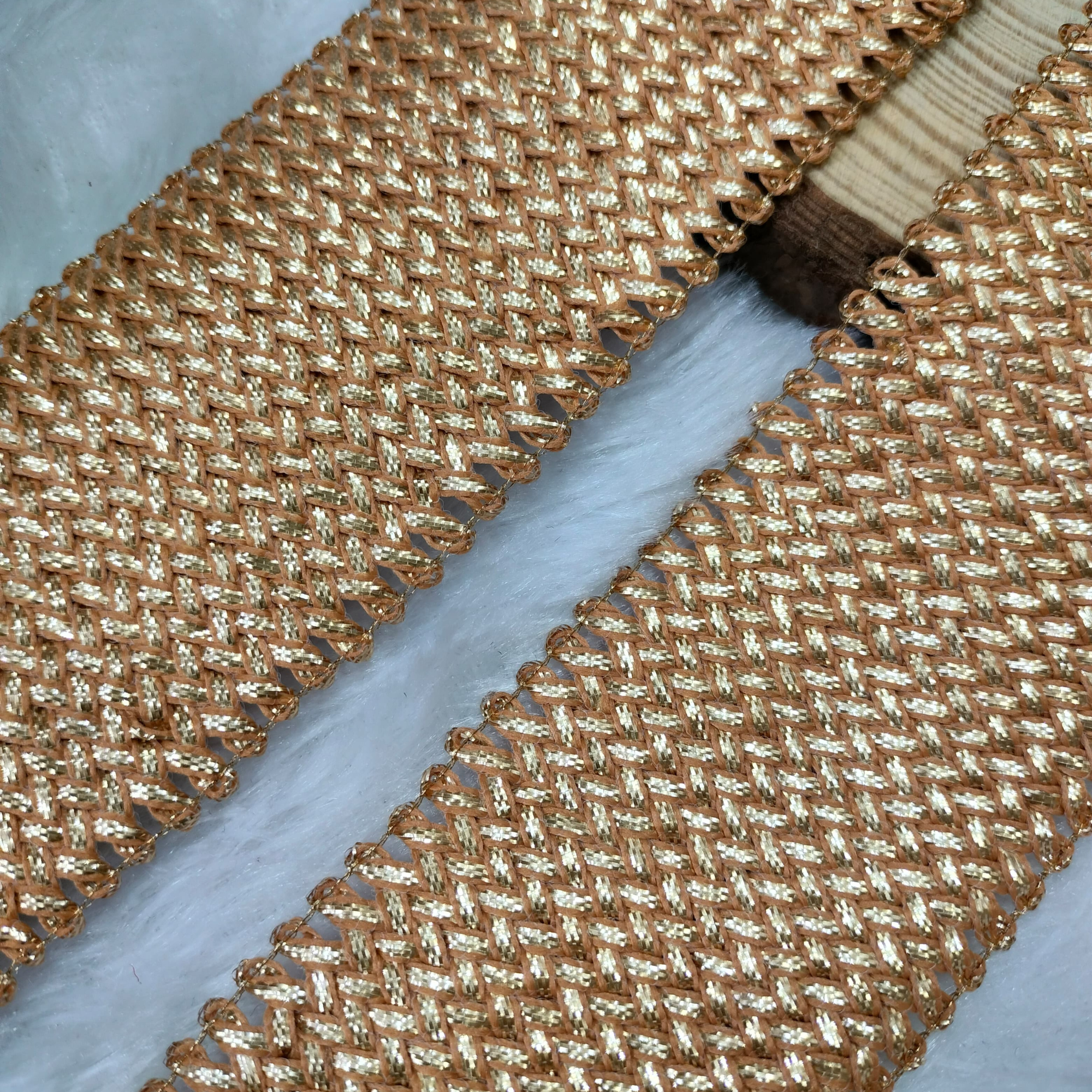 Geometric Metallic Lace Trim Border for Ethnic, Festive & Designer Wear