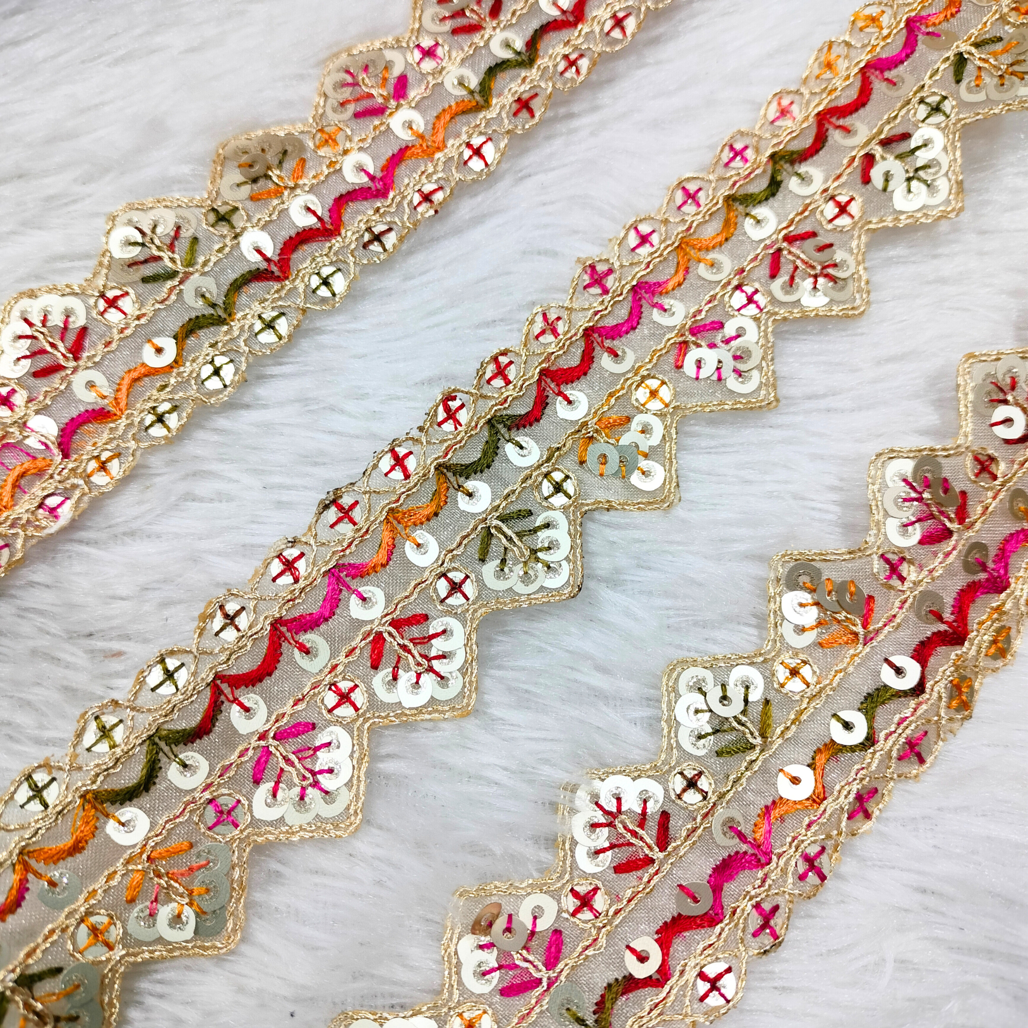 Sequin Floral Zari Lace