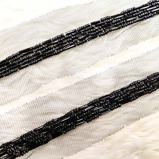 Black Twinkling Beads Border