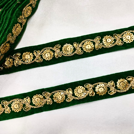 Green Fancy Sequin Work Trim