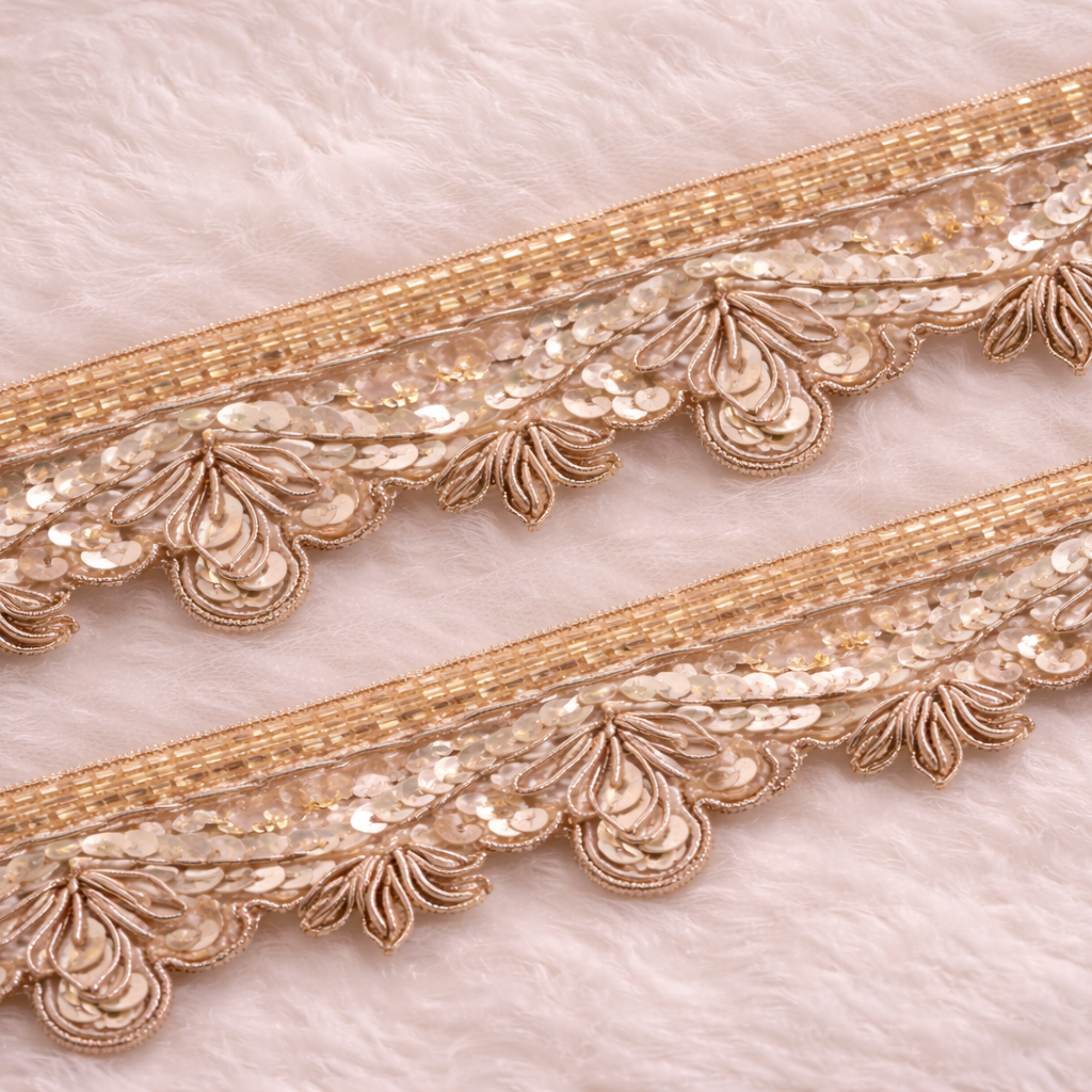 Gold Scalloped Heavy Handwork Lace