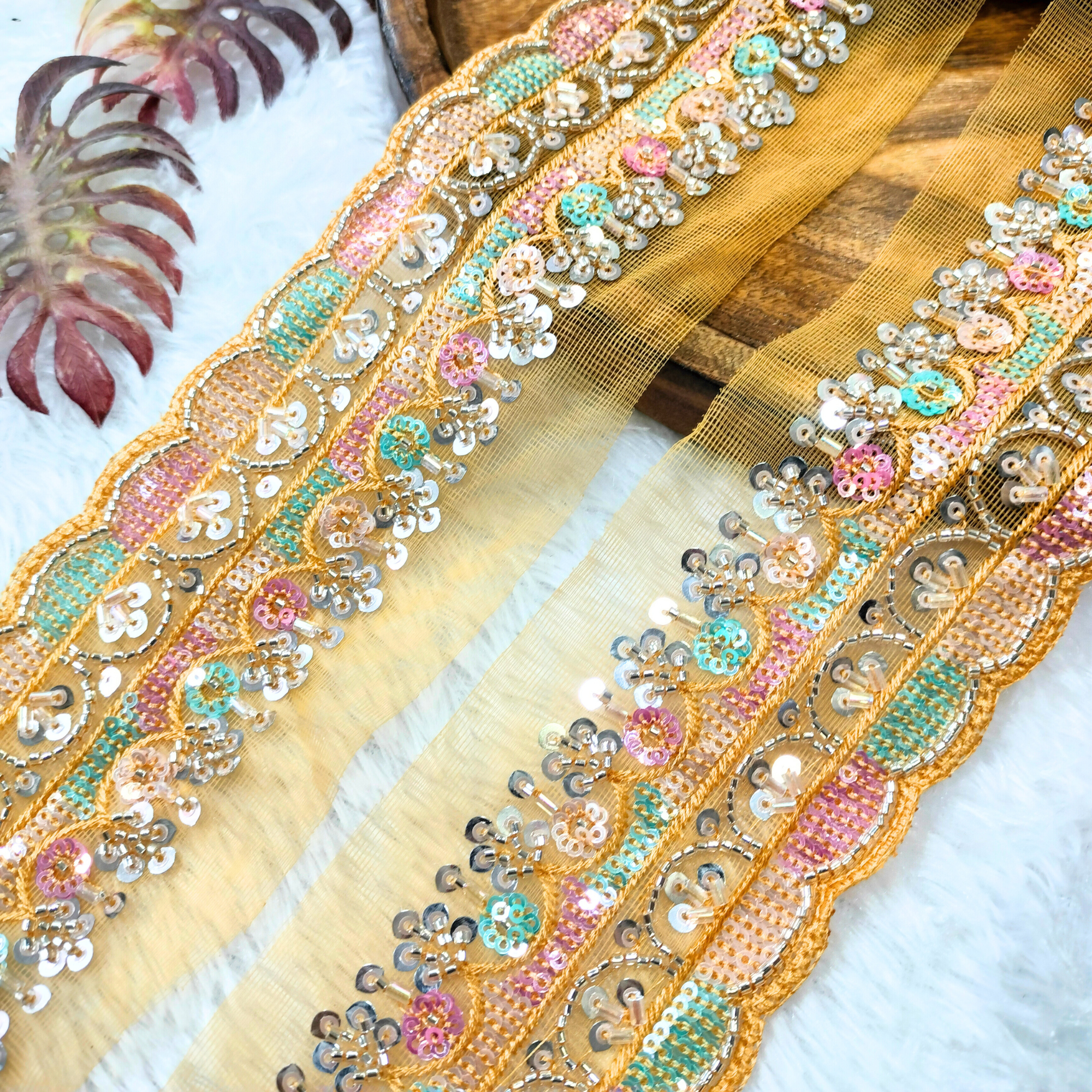 Multicolor Sequin Embellished Trim