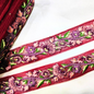 Red Floral Embroidered Trim with Multicolor Accents