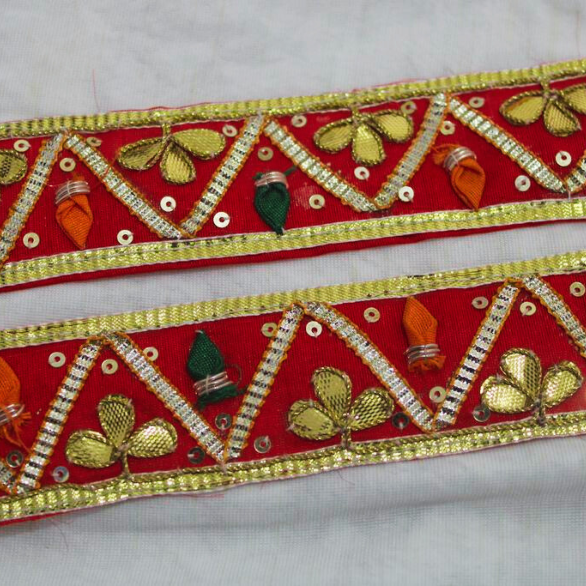 Red Traditional Gota Trim