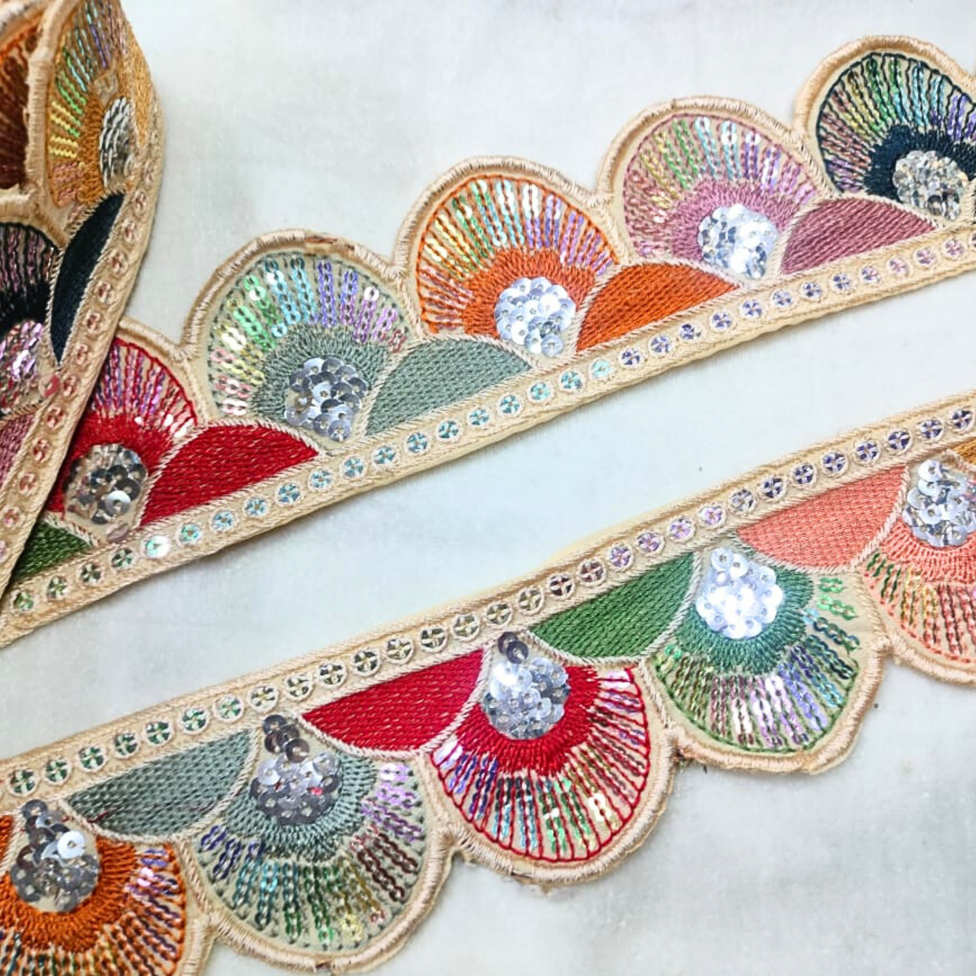 Vibrant Multicolor Sequin Trim