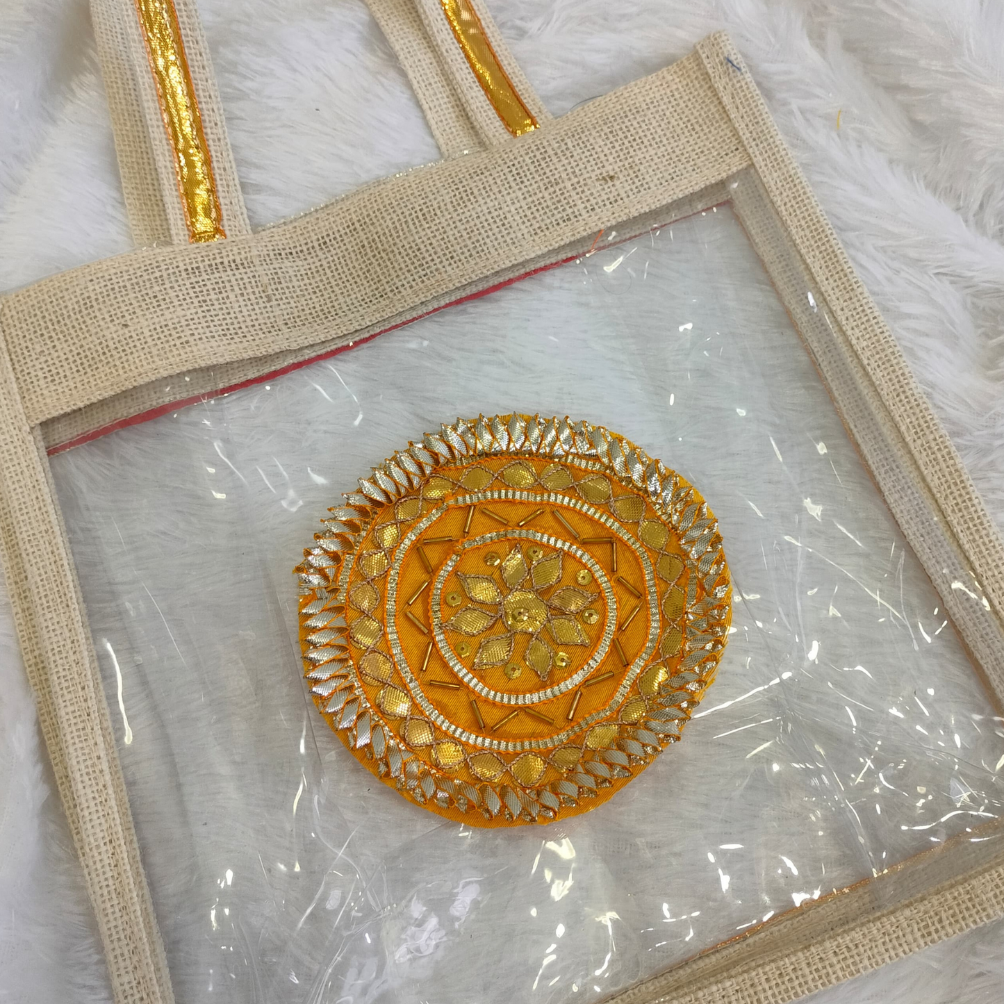 Circular Yellow Embellished Gota Patch (12 Pieces)