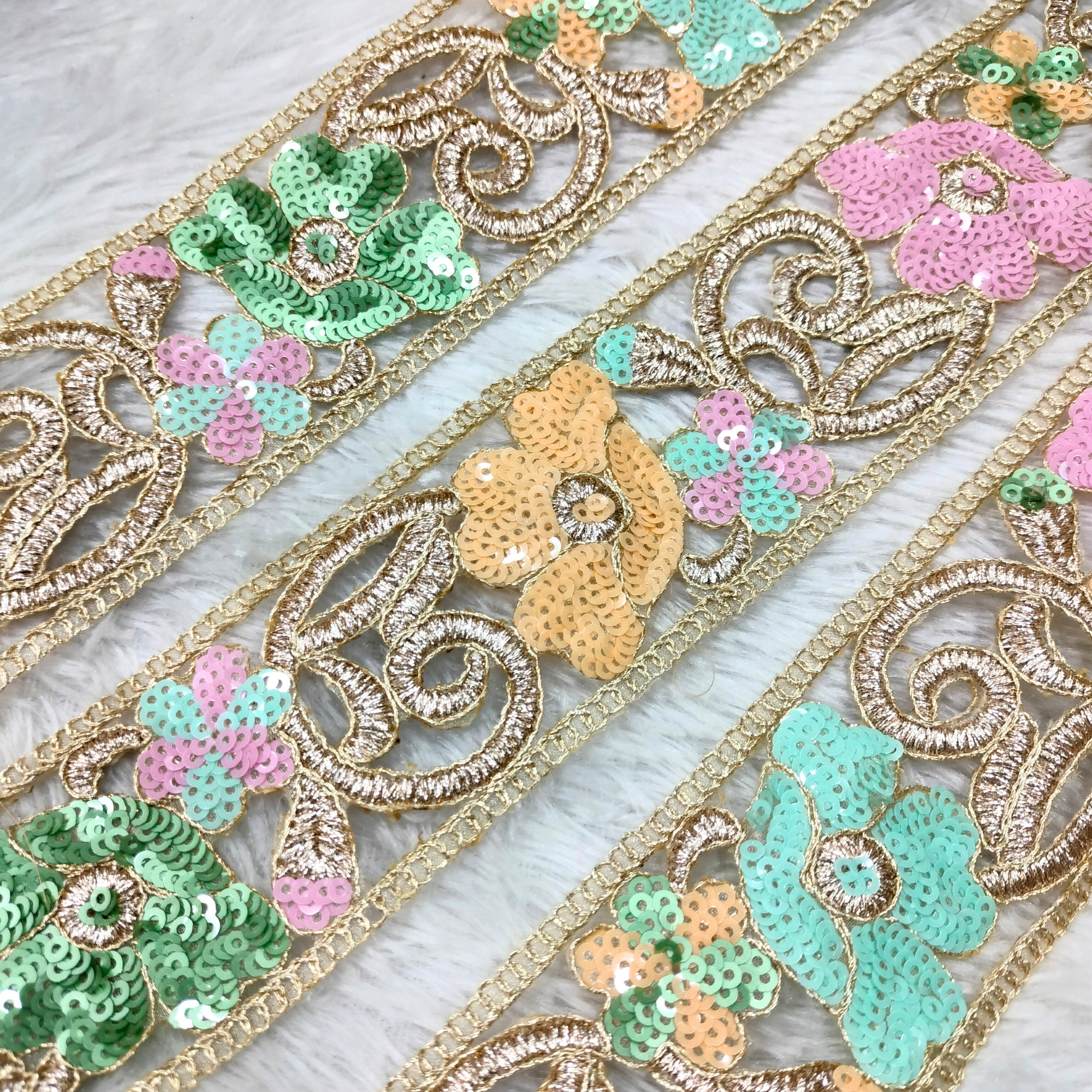 Pastel Bloom Half-Floral Lace