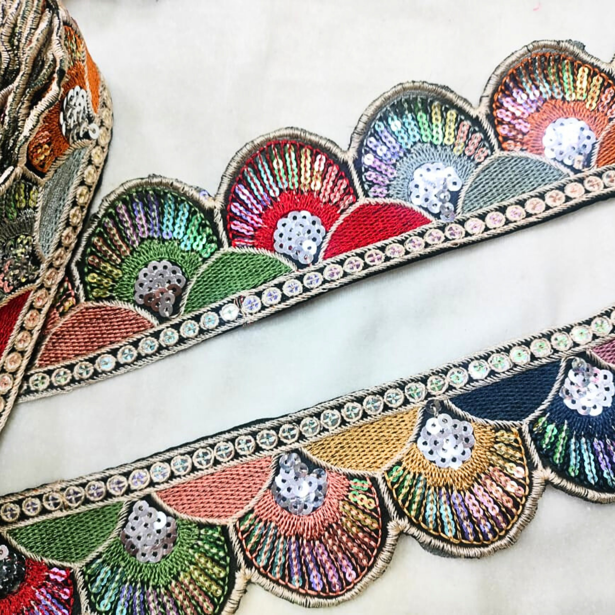 Vibrant Multicolor Sequin Trim