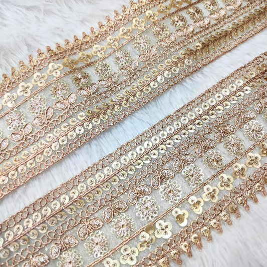 Fancy Rose Gold Zari Trim