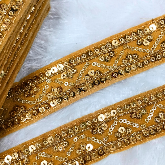 Beige Fancy Zari And Sequin Trim