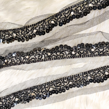 Exclusive Black Sequin Handwork Lace