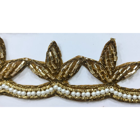 Antique Gold Handwork Zardozi Scalloped Trim