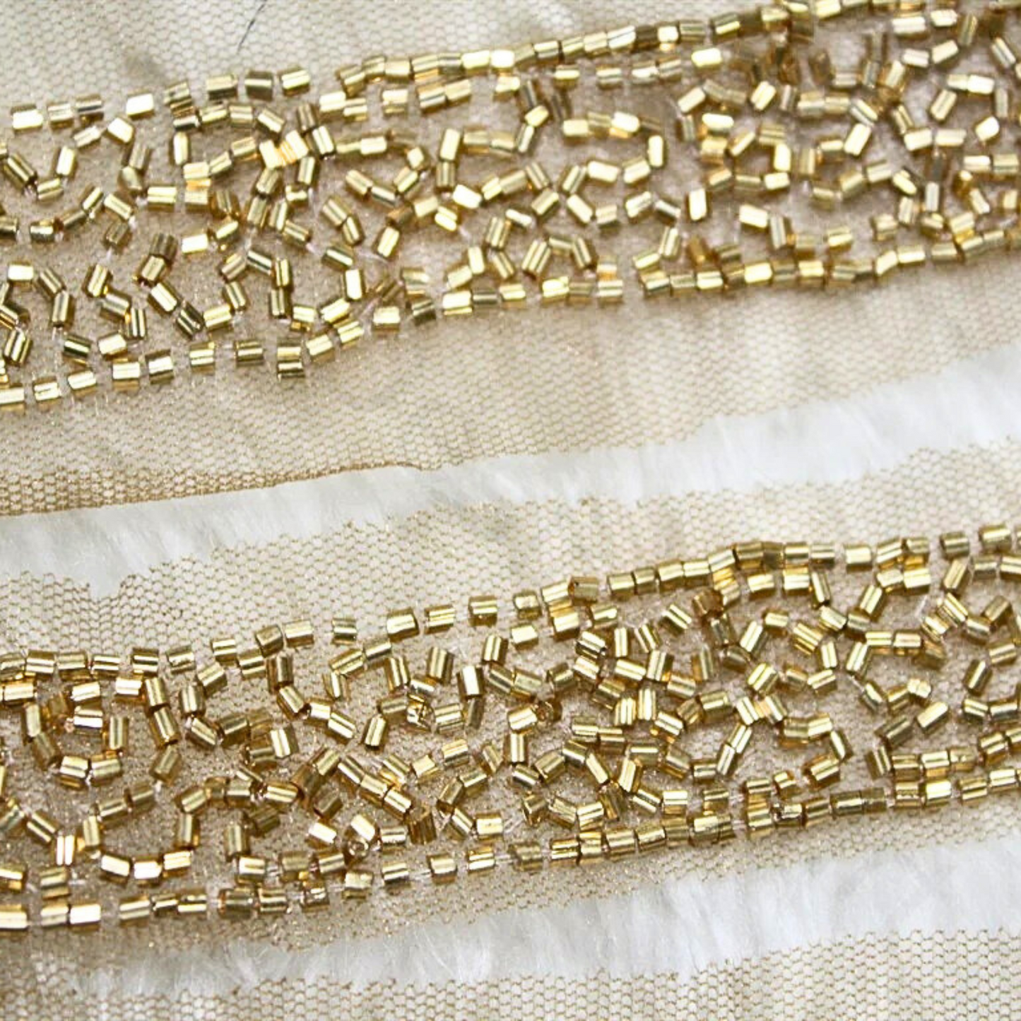 Golden Cutdana Embellished Handwork Trim