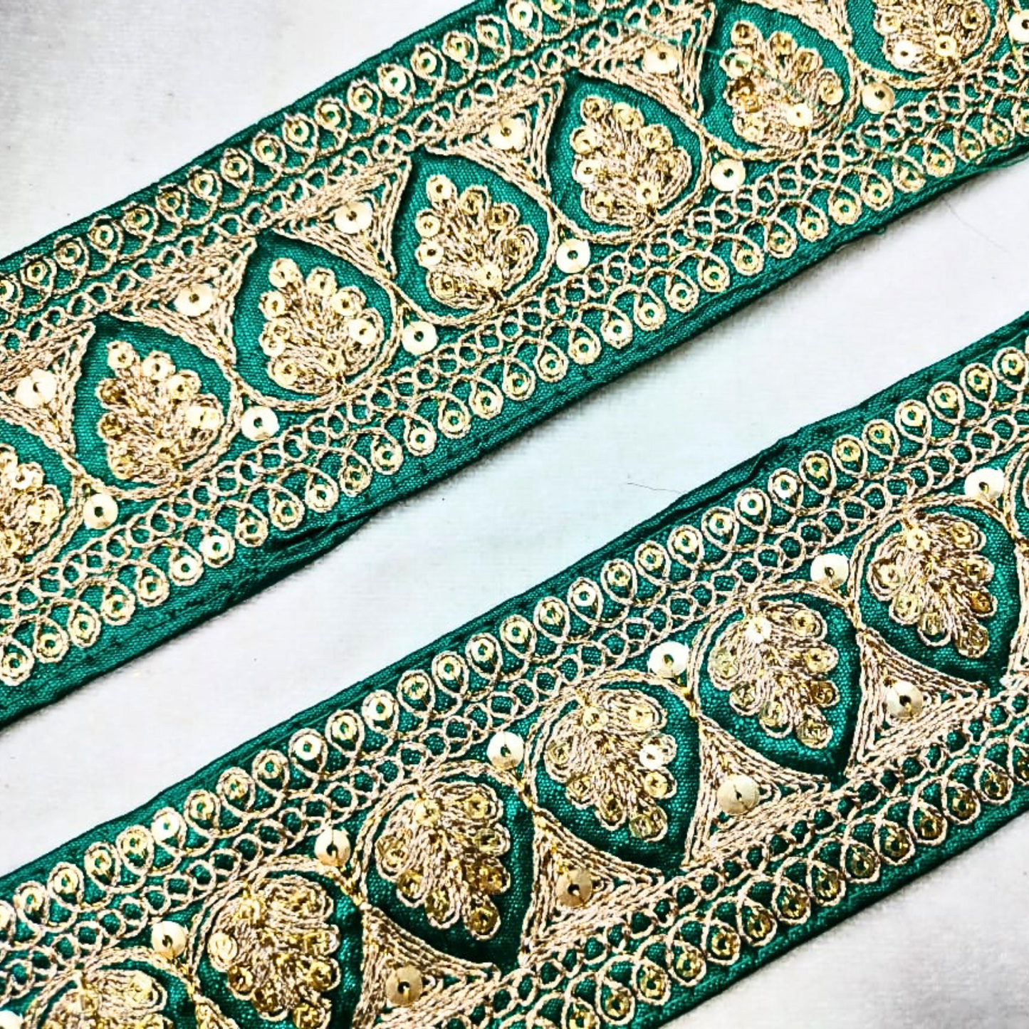 Fancy Rama Green Sequins Trim