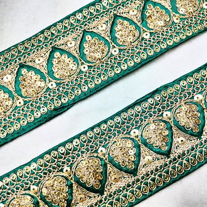 Fancy Rama Green Sequins Trim