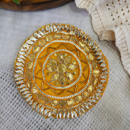 Circular Yellow Embellished Gota Patch (12 Pieces)