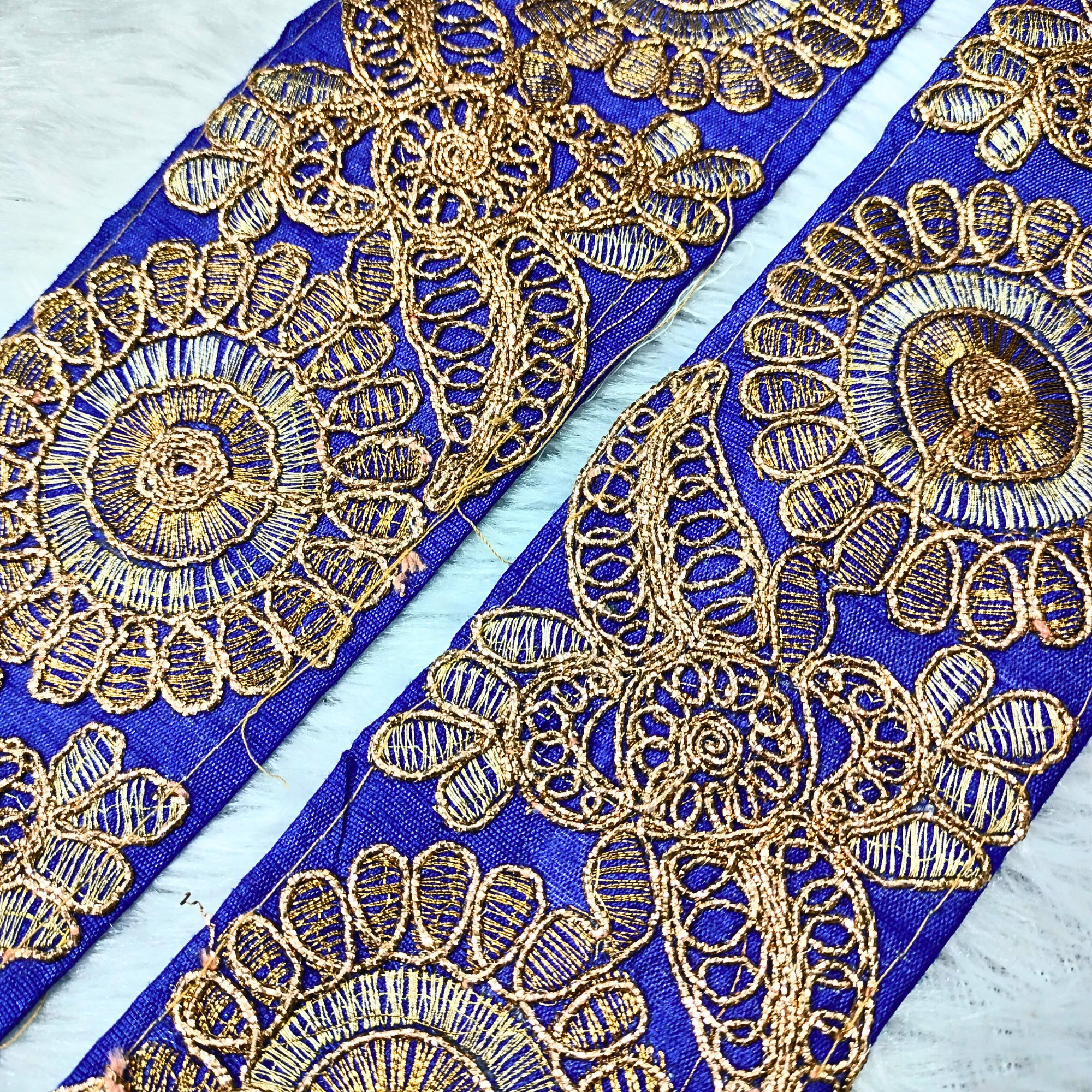 Blue Fancy Zari and Thread Work Embroidered Border