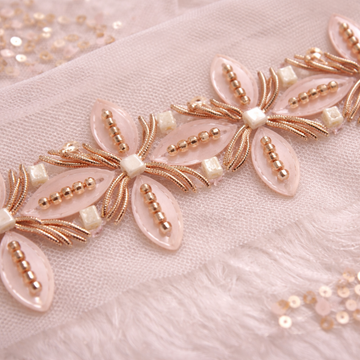 Blush Pink Floral Beadwork Lace