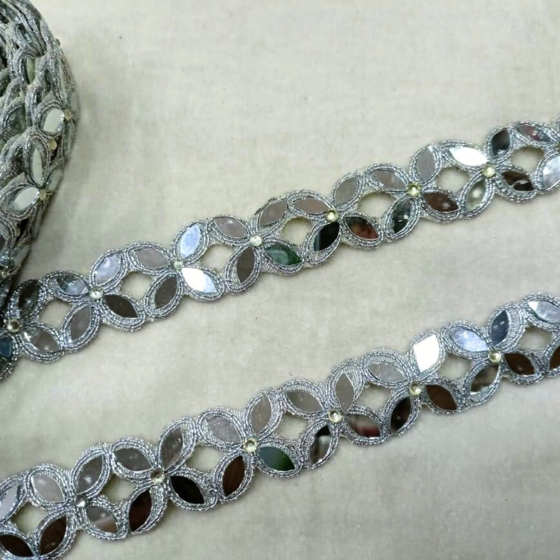 Embellished Mirror Work Lace