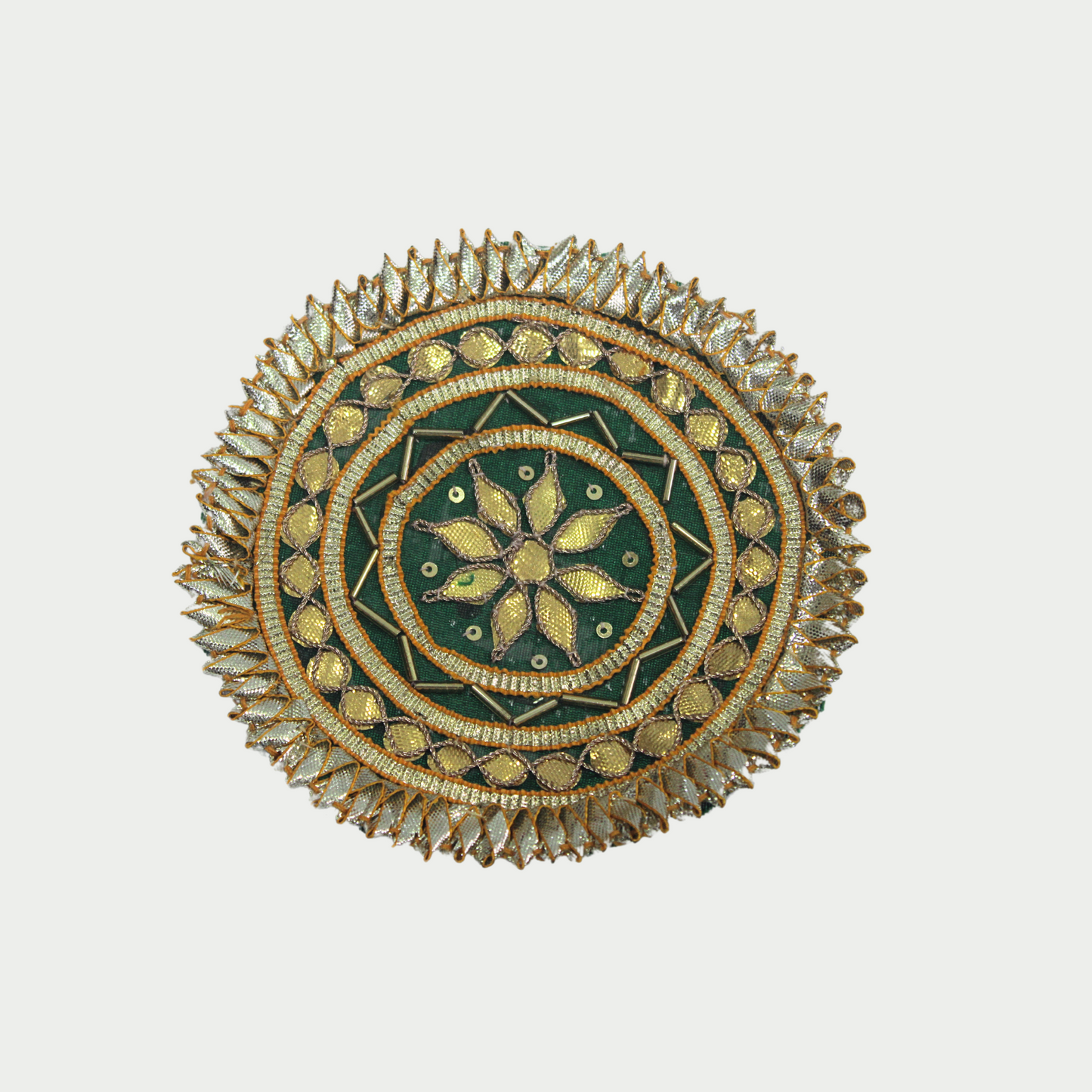 Circular Green Embellished Gota Patch (12 Pieces)