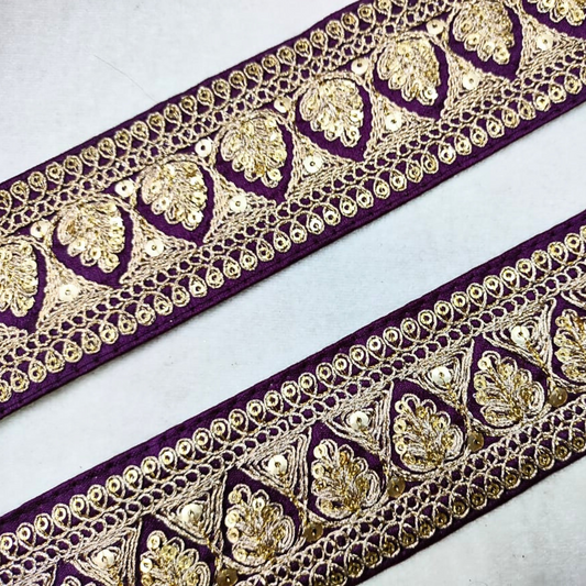 Fancy Purple Sequins Trim