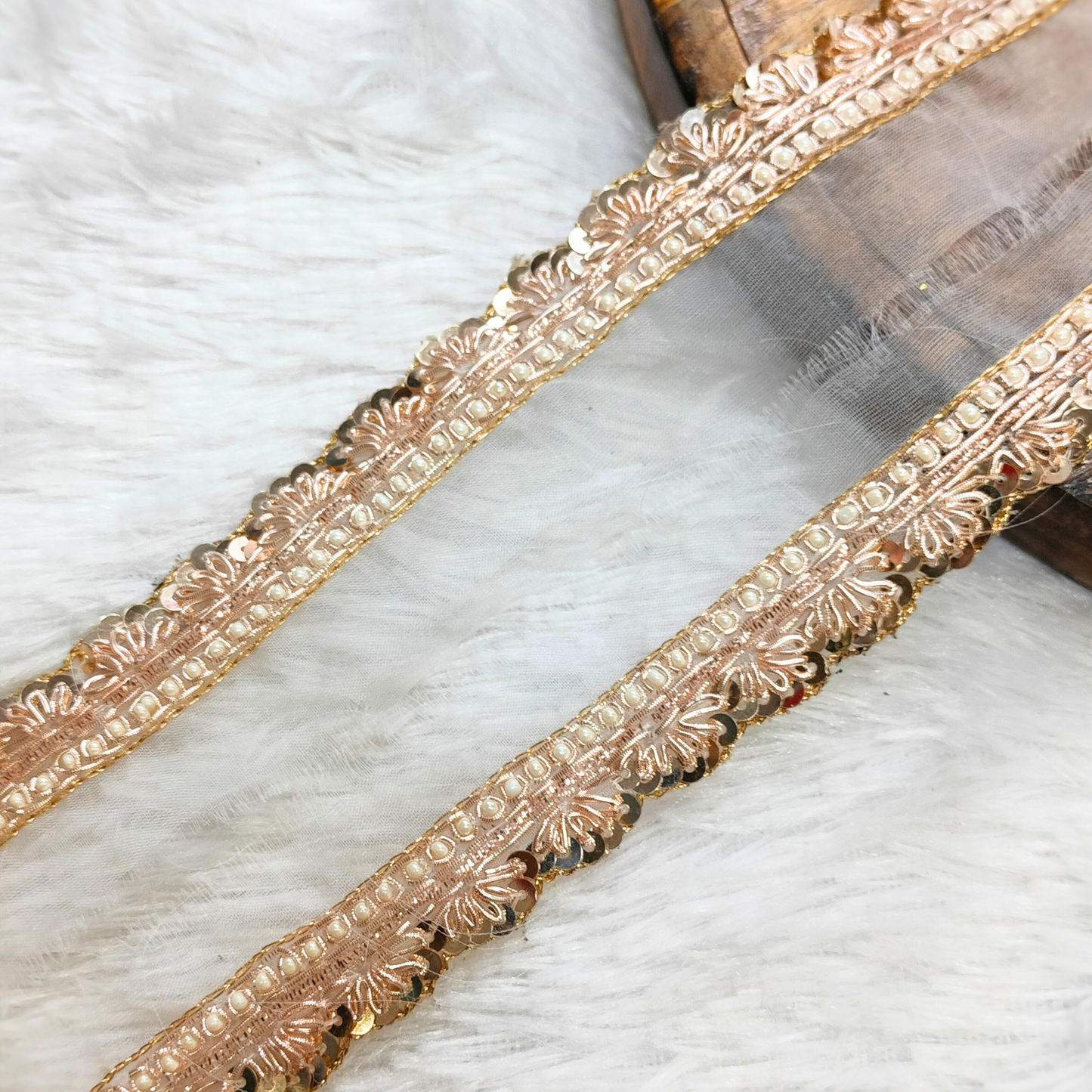 Rose Gold Handcrafted Zardozi Trim