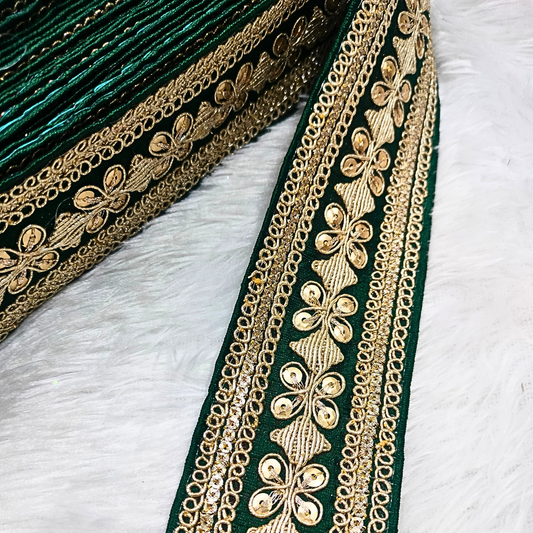 Dark Green Fancy Embellished Trim