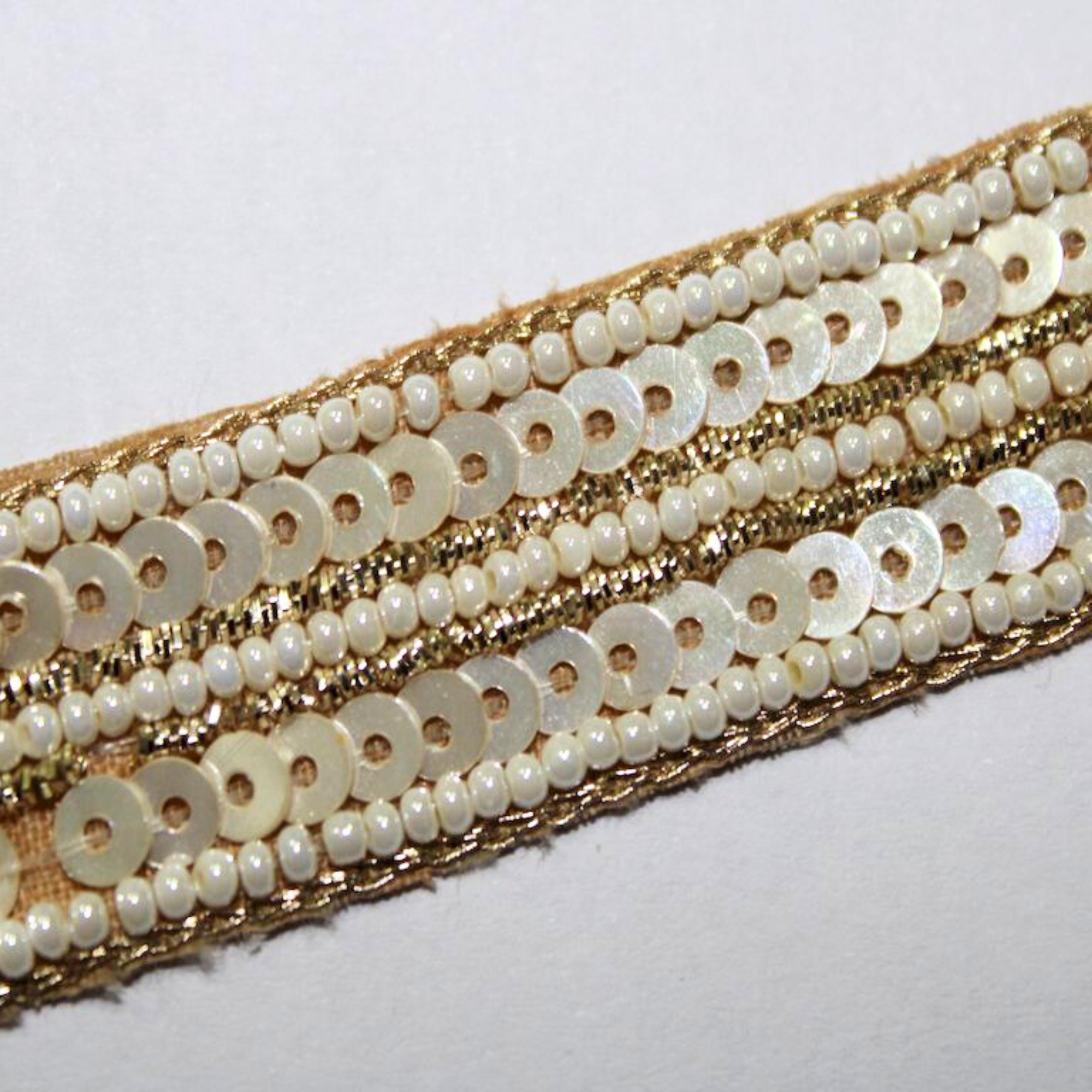 Handcrafted Sequin and Pearl Embellished Trim
