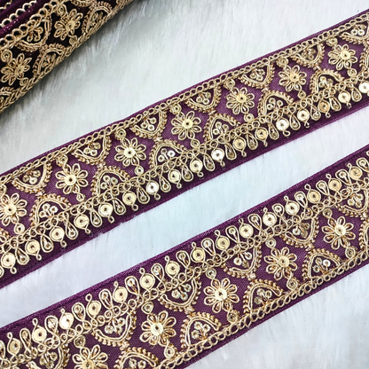 Fancy Purple Embellished Trim