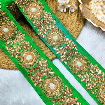 Green Heavy Zari & Stone Circular Floral Lace