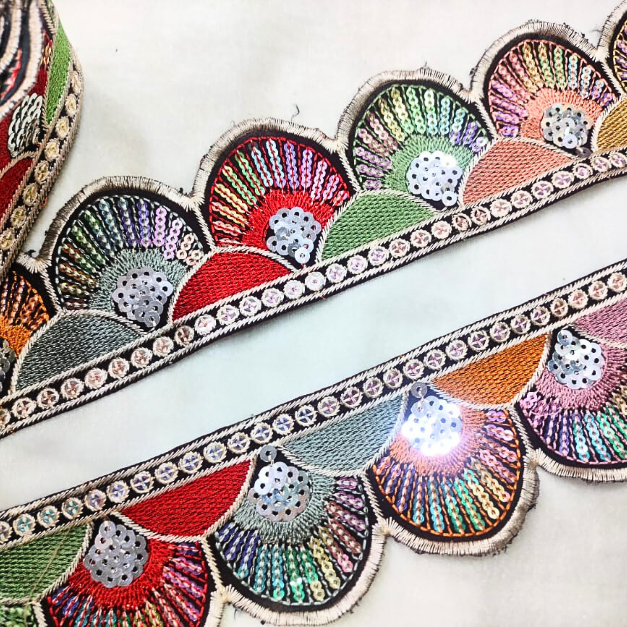 Vibrant Multicolor Sequin Trim