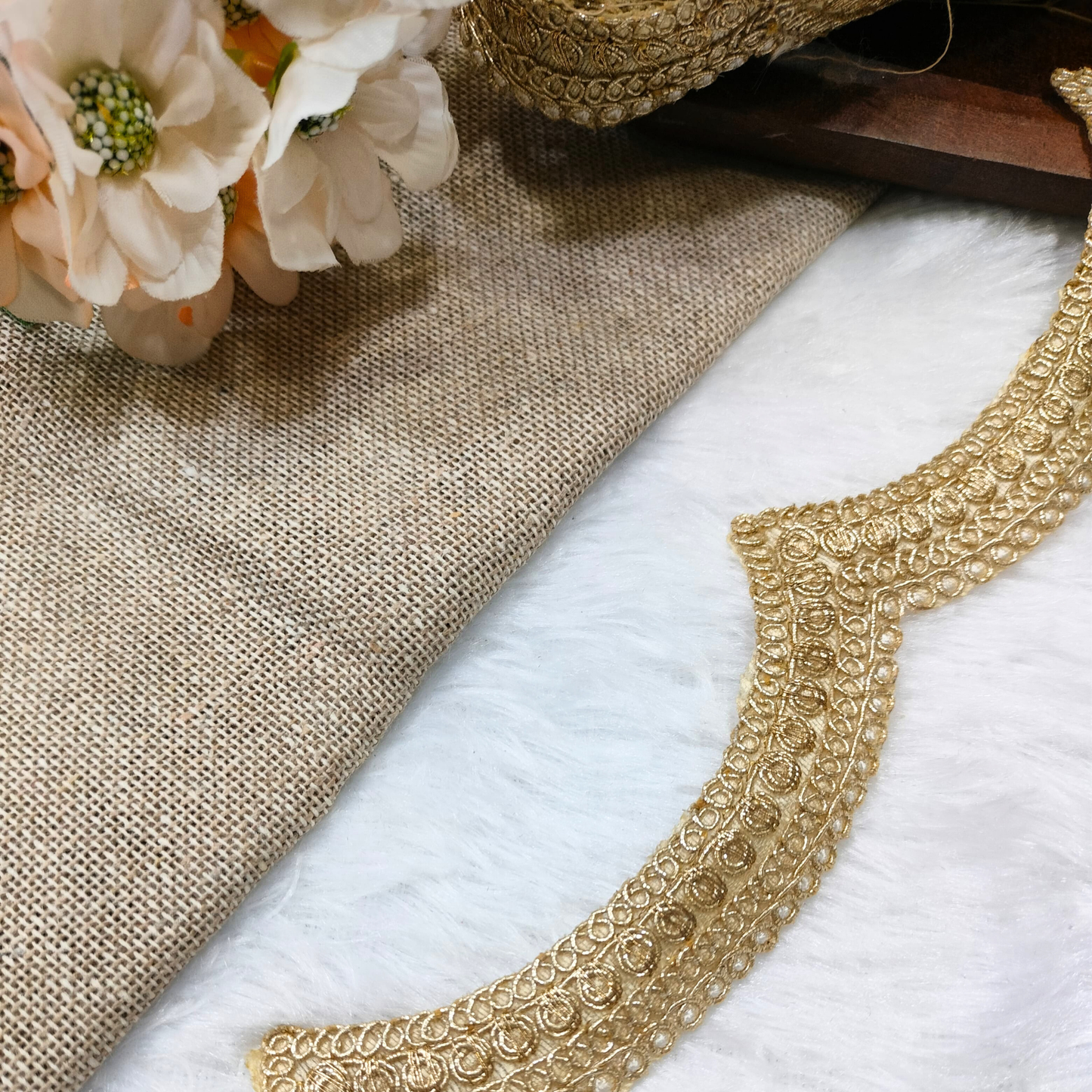 Beige Fancy Embellished Trim