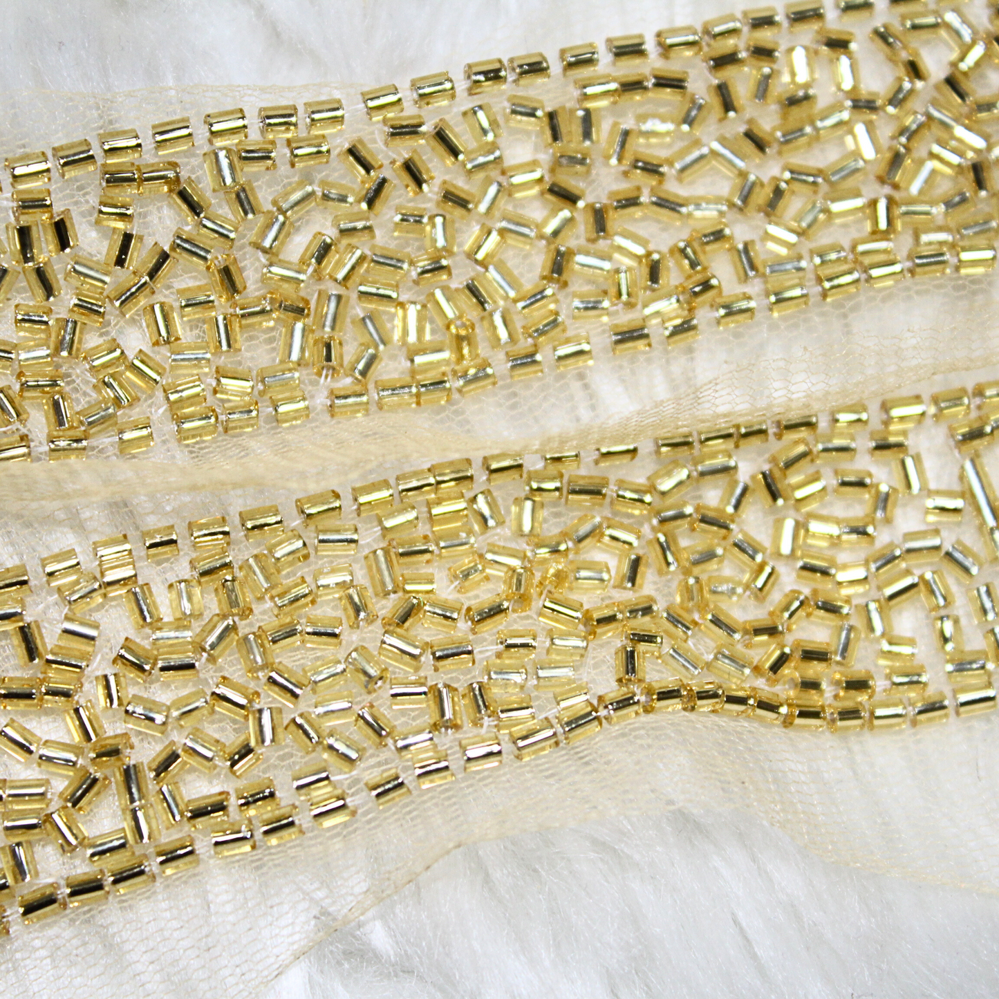 Light Gold Cutdana Embellished Handwork Trim