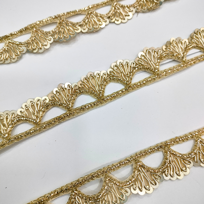 Light Gold Handwork Zardozi Work Lace